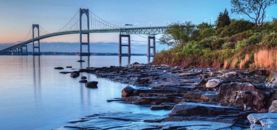 The Newport Bridge spanning Narragansett Bay in Rhode Island, seen on the way to vacation at Cape Cod National Seashore