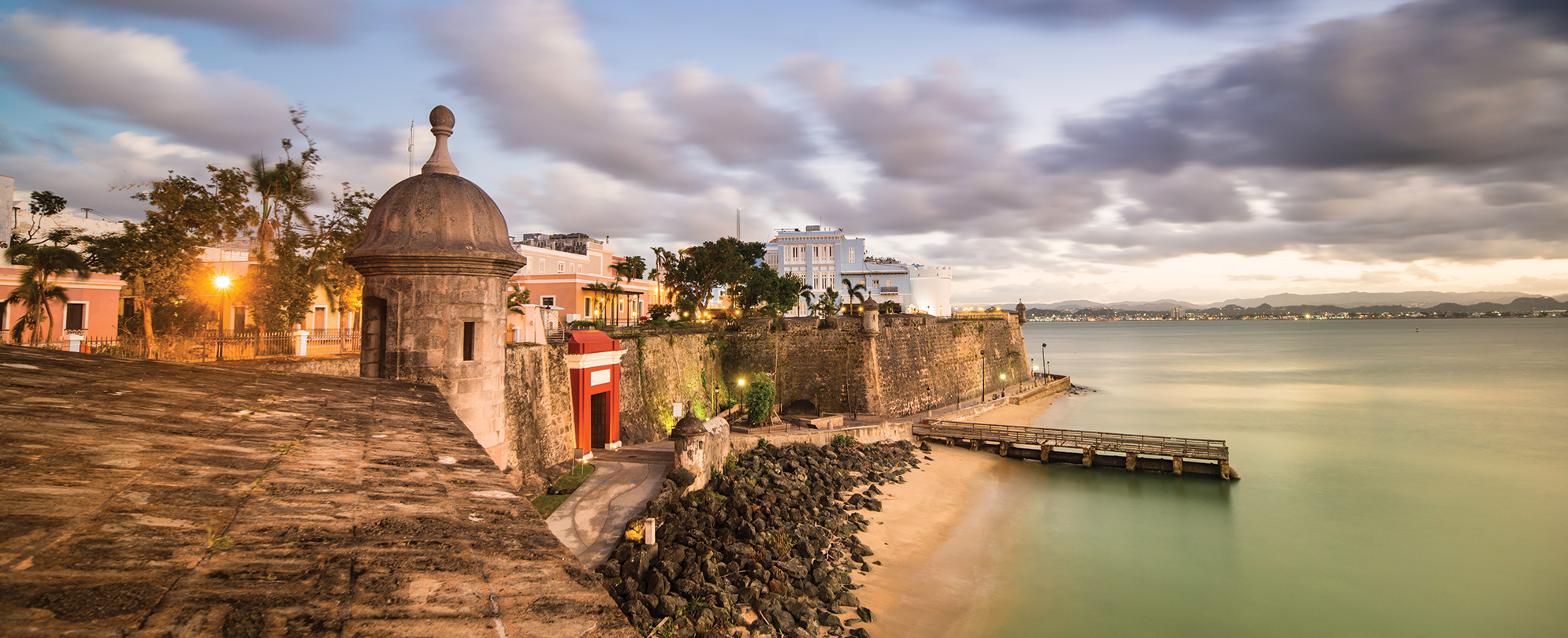 A view of the outer walls of El Morro at San Juan National Historic Site in Puerto Rico