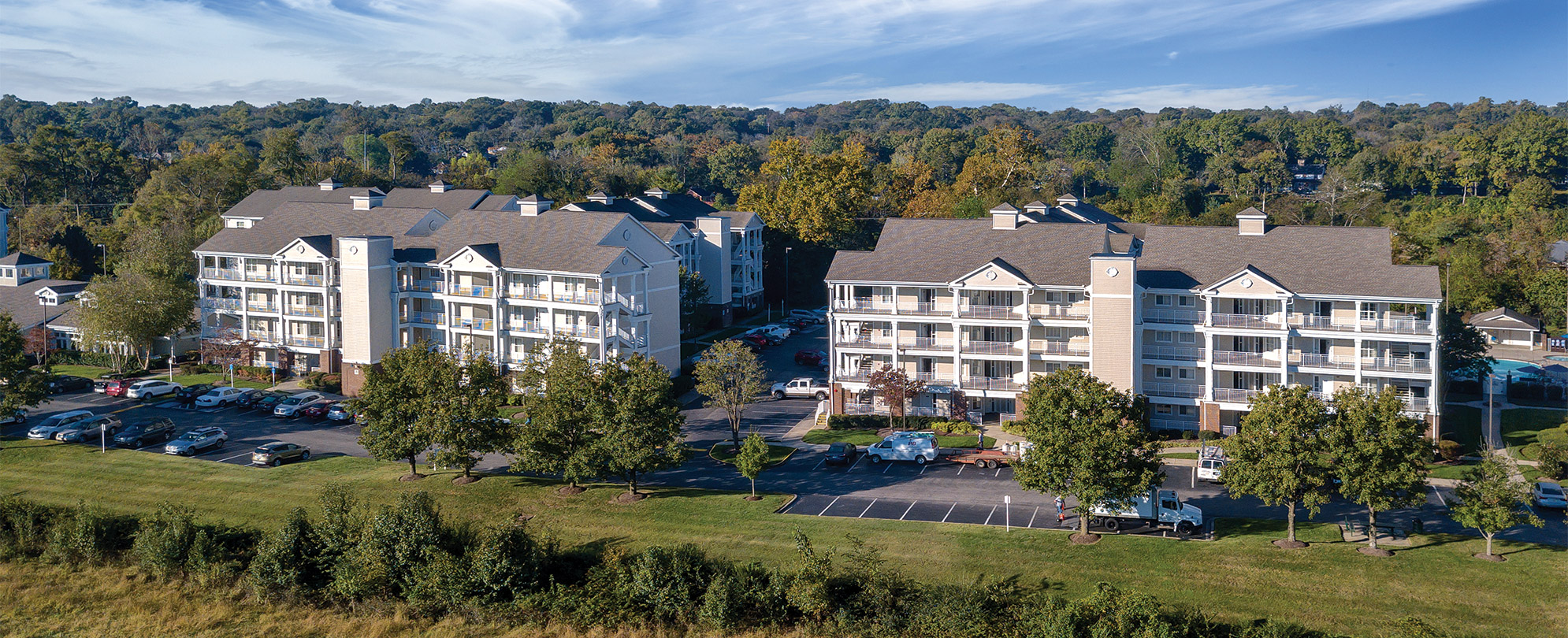 A bird's-eye-view of Club Wyndham Nashville, a timeshare resort in Tennessee. 